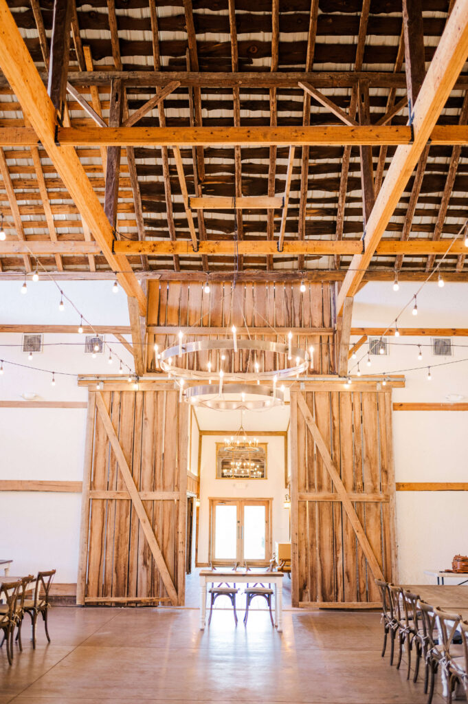 reception set up inside in historic stables at Great Marsh Estate wedding venue
