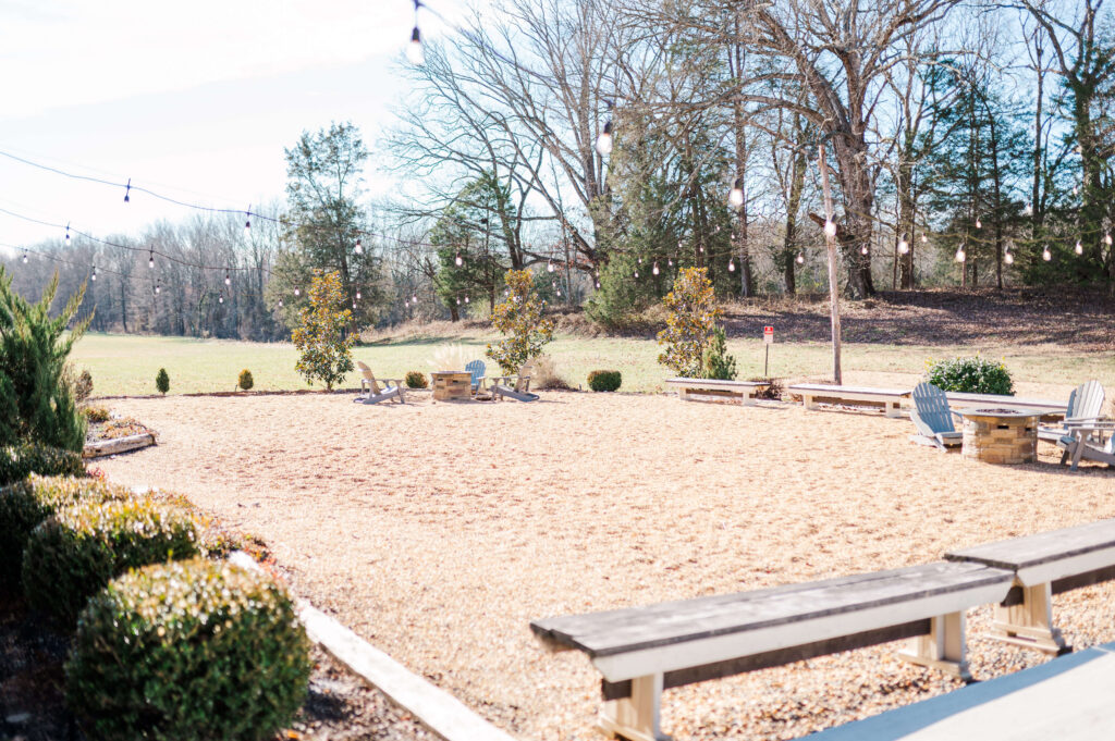 outdoor wooded space for cocktail hour at Great Marsh Estate wedding venue