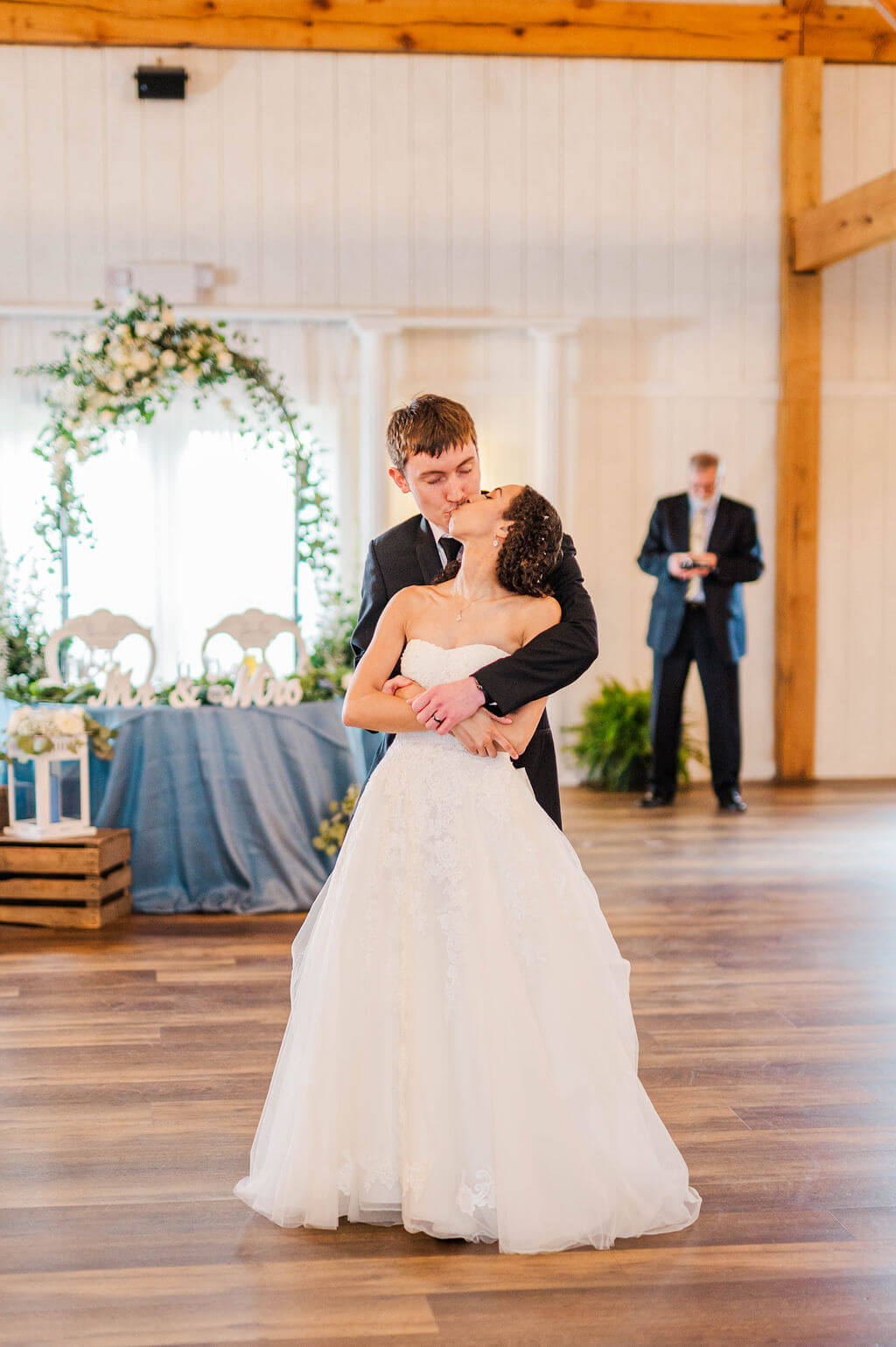 wedding photo of Bride and Groom kissing during first dance at Shadow Creek