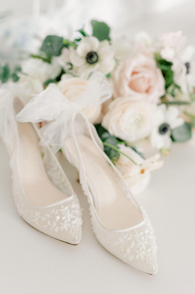 Bella Belle Wedding Shoes with Wedding flowers
