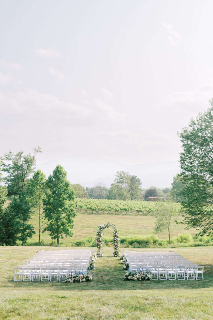 Charlottesville wedding venue ceremony site with flowers