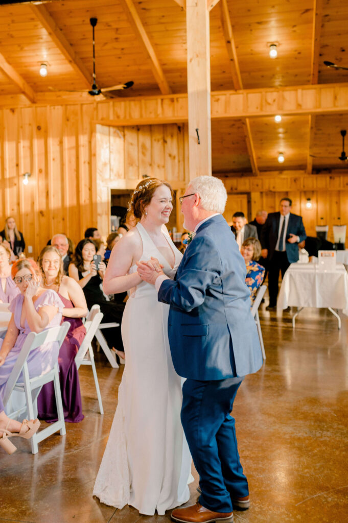 Bride and father dancing at Leesburg barn wedding venue