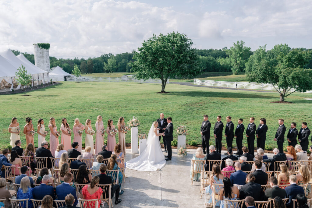 Ceremony in front of a willow tree at Northfield Estate