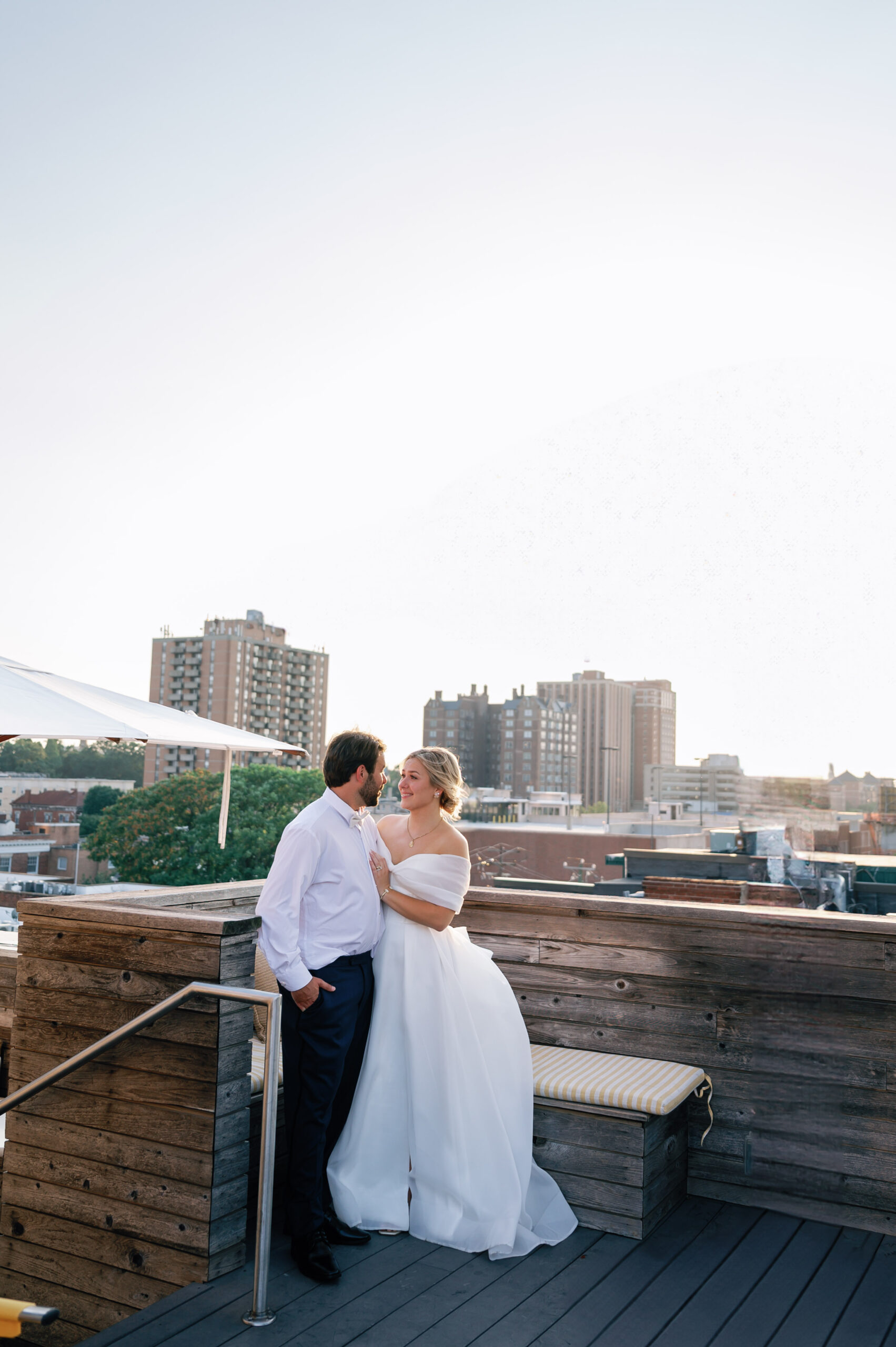 Bride and groom at the Common house RVA Rooftop