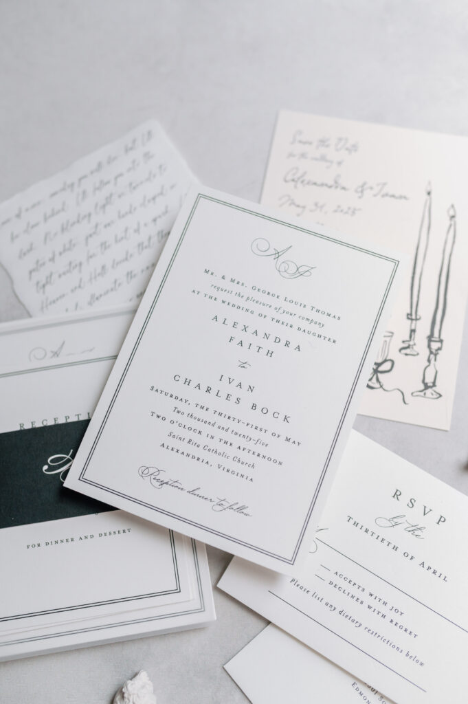 Black and white invitation suite